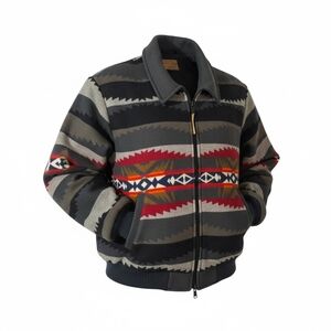 VTG Pendleton High Grade Western Wear Southwestern Print Wool Bomber Jacket XL